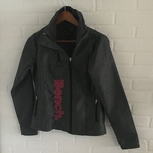 Bench Women’s track Shell Jacket Dark gray pink fleece lining Activewear S